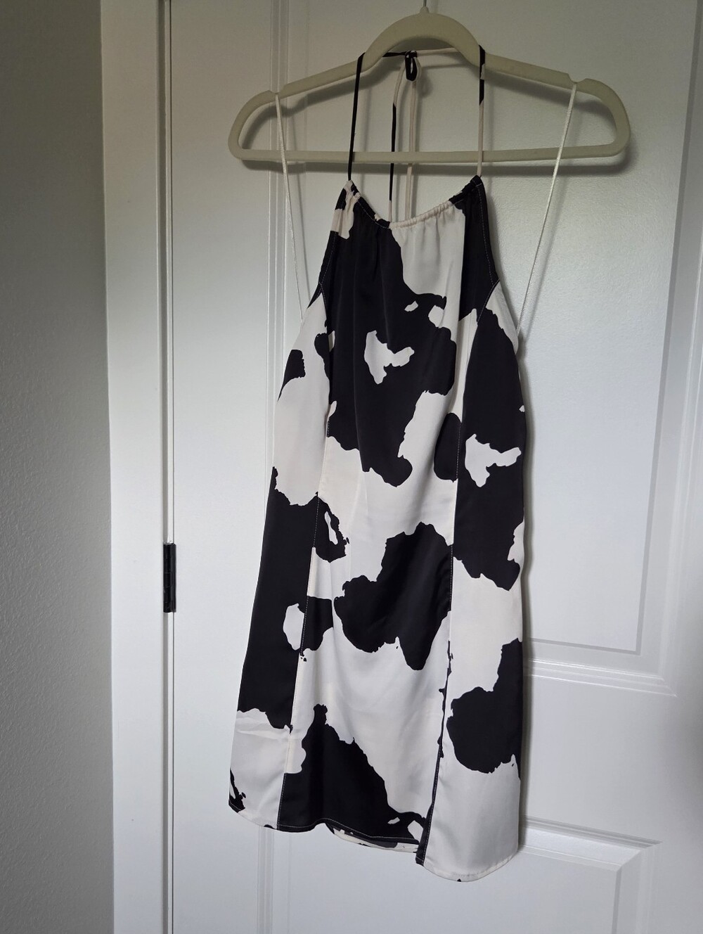 Urban Outfitters Black and White Abstract Halter Mini Dress